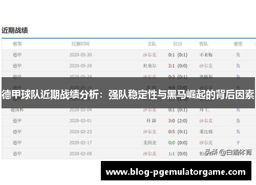德甲球队近期战绩分析：强队稳定性与黑马崛起的背后因素